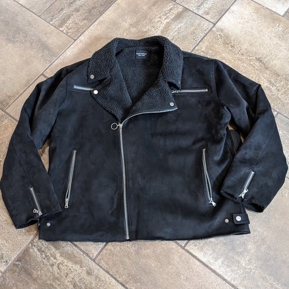 Saint Morta Faux Suede Death proof Sherpa Biker Moto Jacket Size 4XL Black - Picture 4 of 13